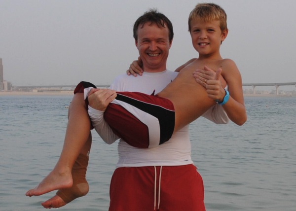 Christopher John Payne at the Atlantis Hotel in Dubai with Toby