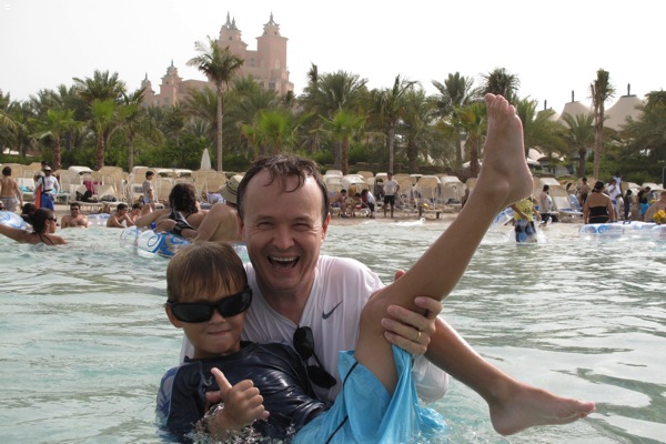 Christopher John Payne at the Atlantis Hotel in Dubai with Felix